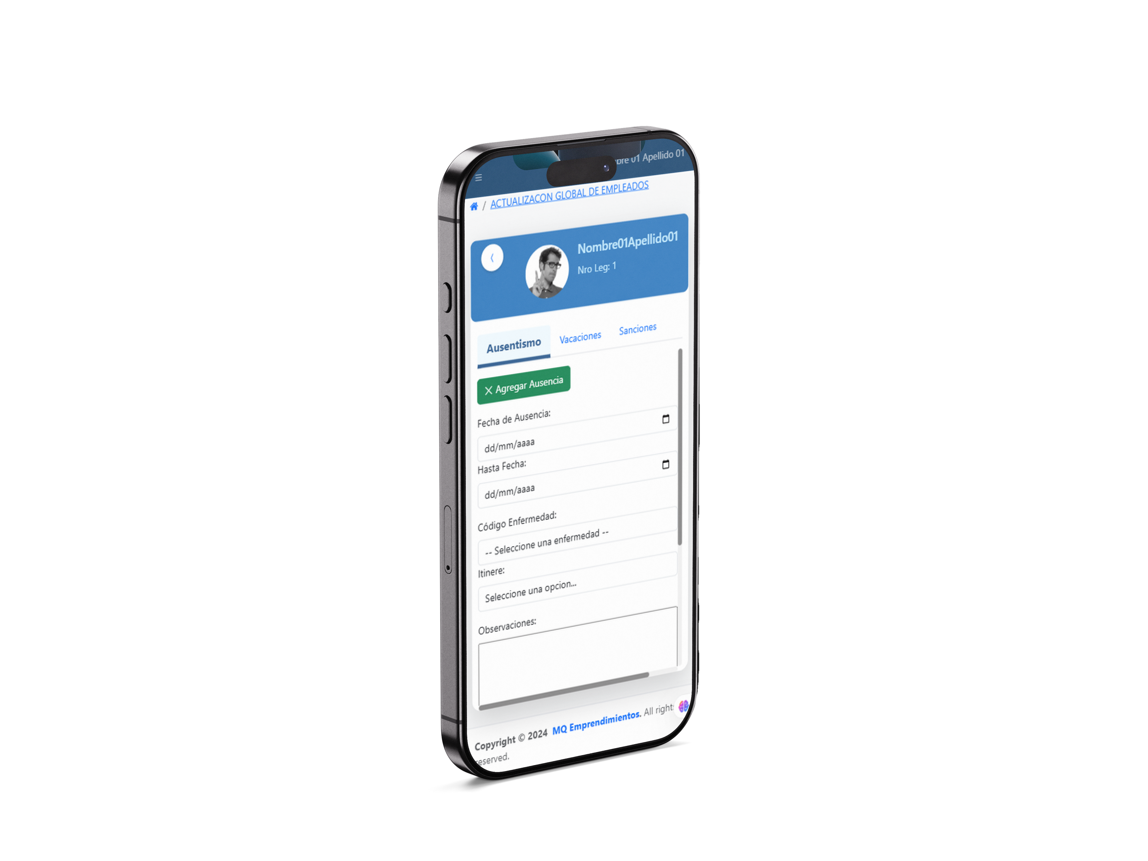 Vista móvil +Talento