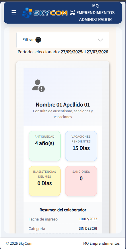 Vista móvil +Talento